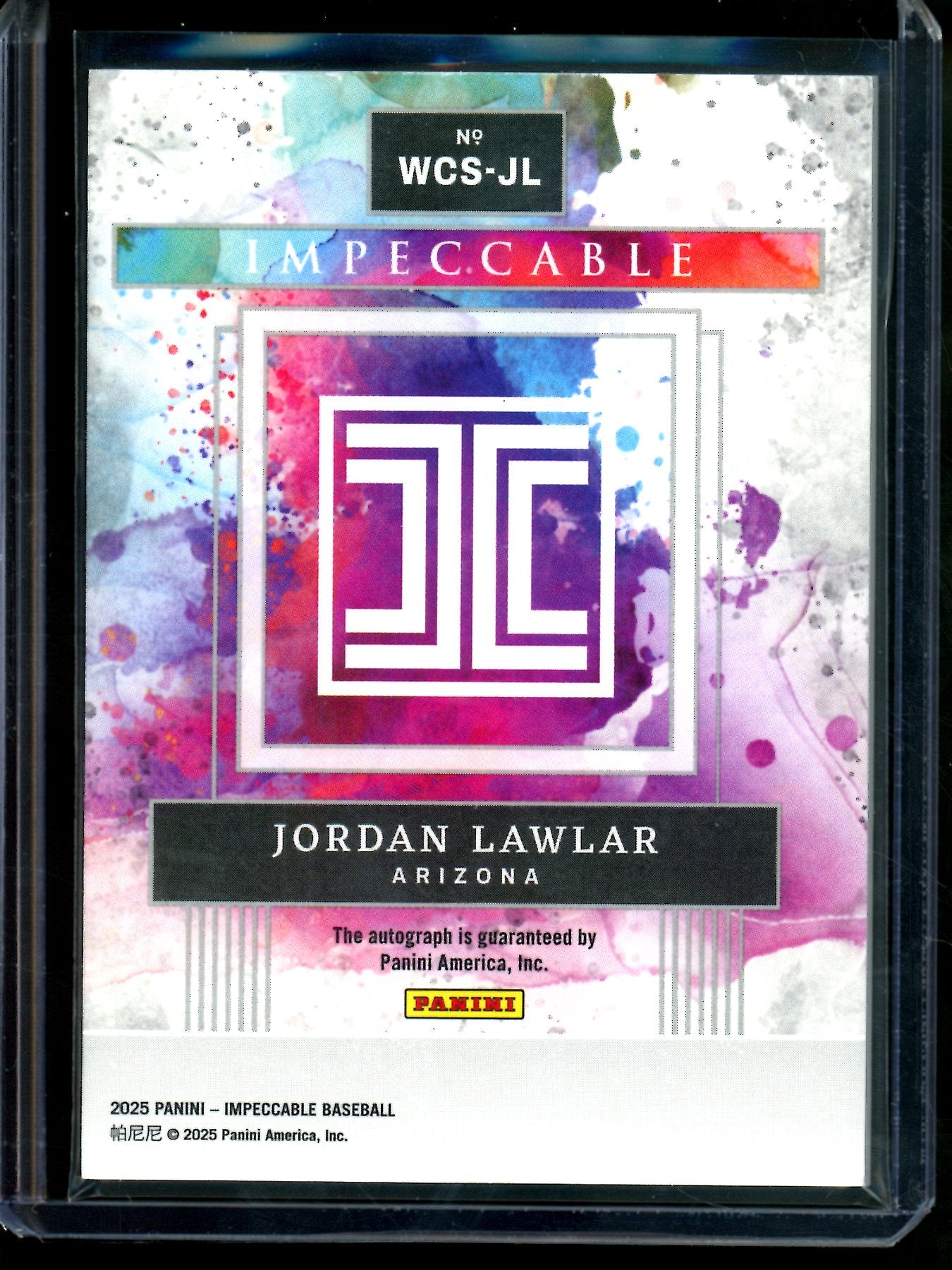 2025 Panini Impeccable Jordan Lawlar Watercolors Autograph /25 Diamondbacks