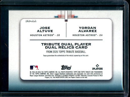 2026 Topps Tribute Jose Altuve / Yordan Alvarez Dual Jeresy Relic Blue /150 Astros (A)