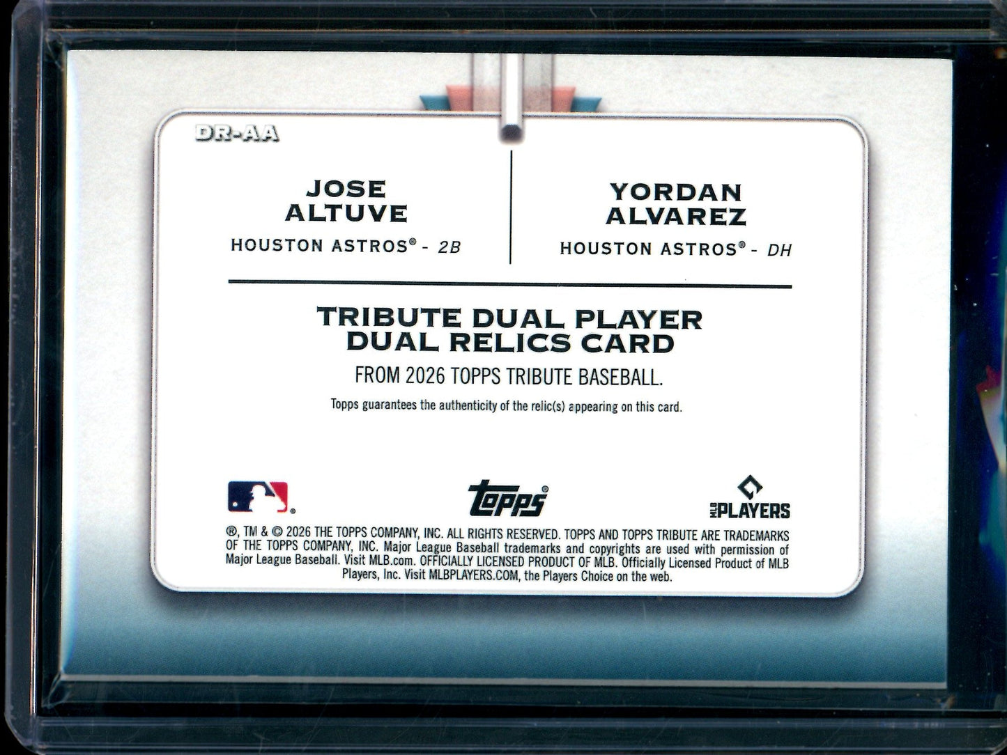 2026 Topps Tribute Jose Altuve / Yordan Alvarez Dual Jersey Relic Blue /150 Astros (B)