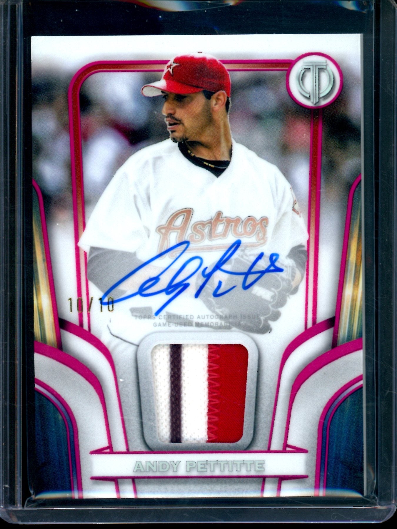 2026 Topps Tribute Andy Pettitte Tribute to Threads Patch Autograph Pink /10 Astros