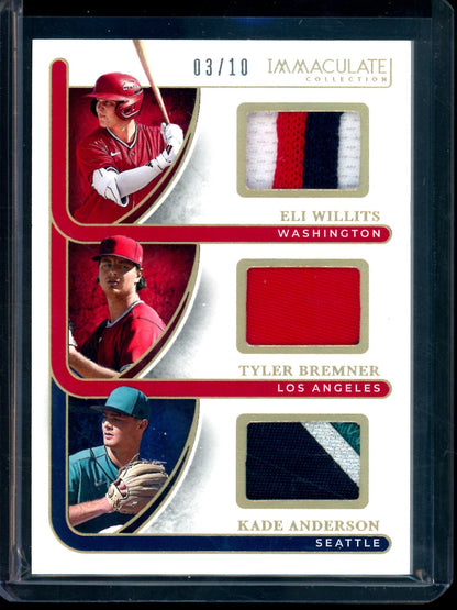 2026 Panini Immaculate Eli Willits / Tyler Bremner / Kade Anderson Trio Jersey Relic Gold /10