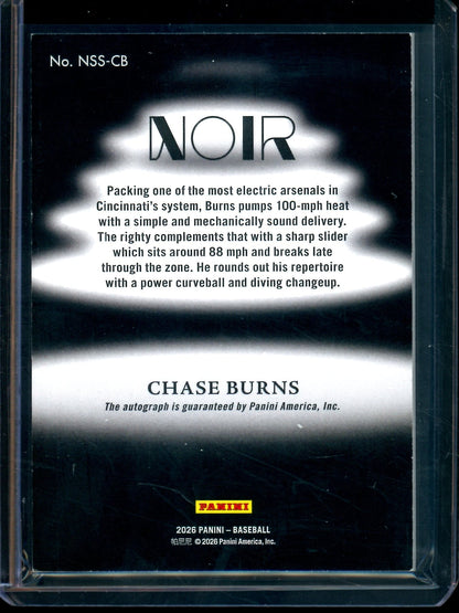 2026 Panini Noir Chase Burns Shadow Signatures /99 Reds