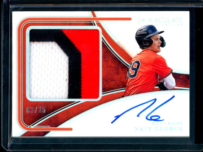 2026 Panini Immaculate Nate George Premium Patch Autograph /25 Orioles