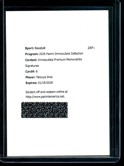 2026 Panini Immaculate Tatsuya Imai Premium Memorabilia Signatures Redemption Astros