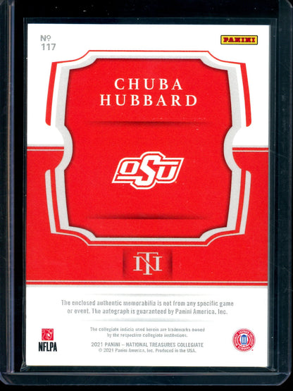 2021 Panini National Treasures Collegiate Chuba Hubbard Rookie Patch Autograph /49 OSU