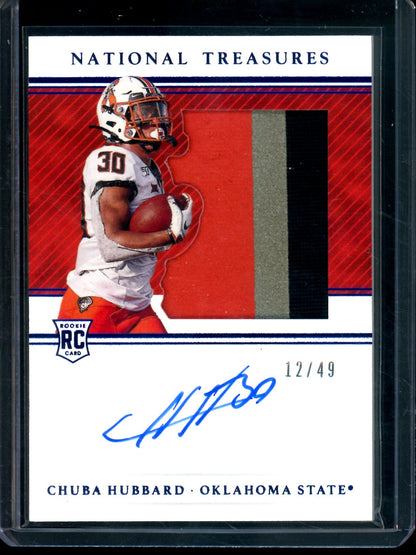 2021 Panini National Treasures Collegiate Chuba Hubbard Rookie Patch Autograph /49 OSU
