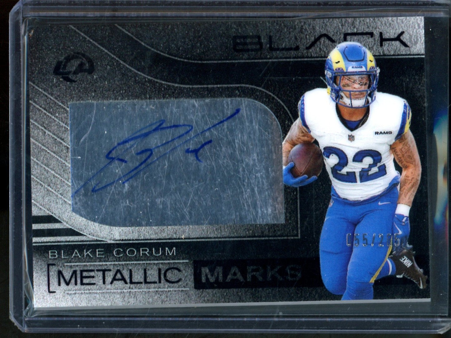 2025 Panini Black Blake Corum Metallic Marks Autograph /285 Rams