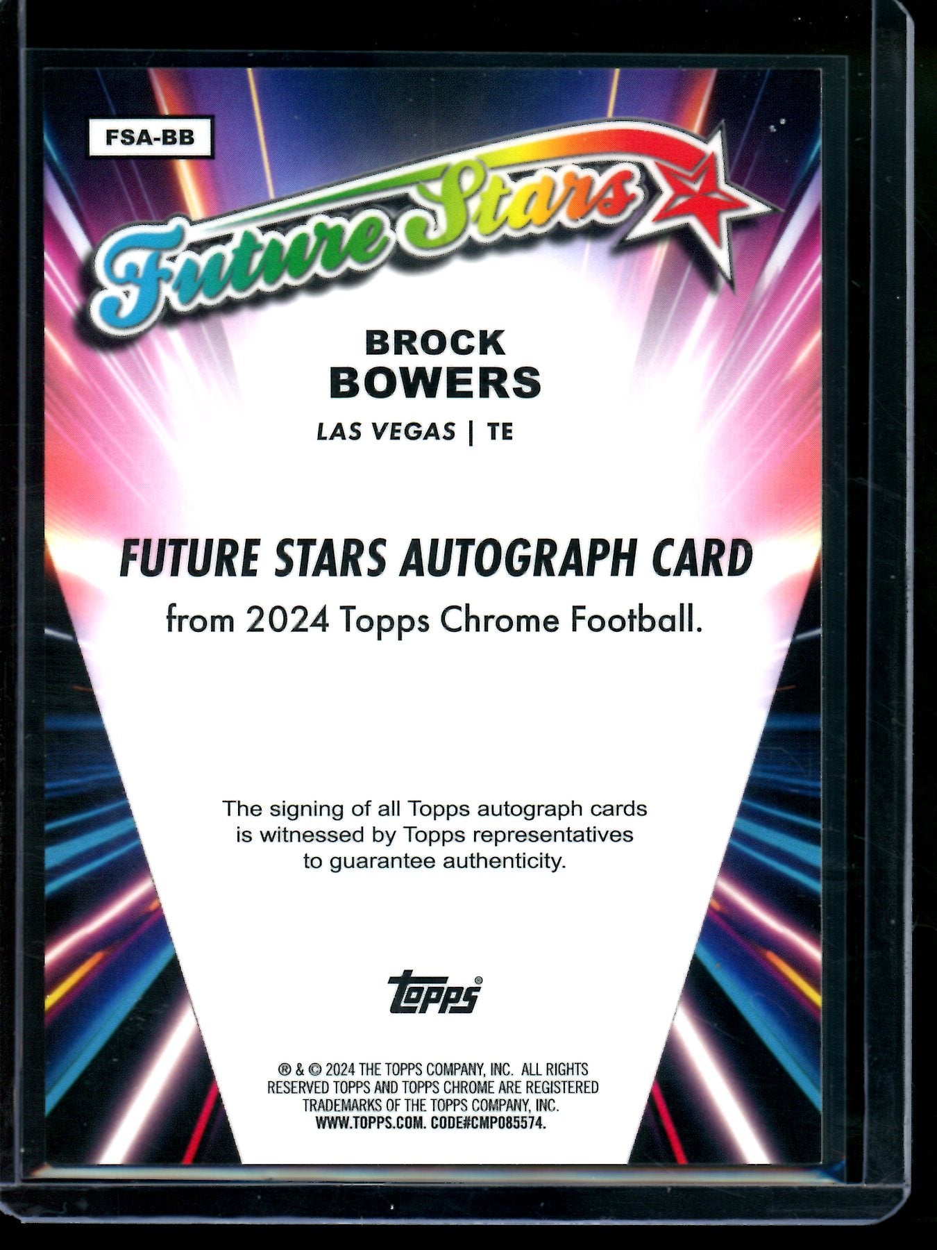 2024 Topps Chrome Brock Bowers Future Stars Rookie Autograph /199 Raiders