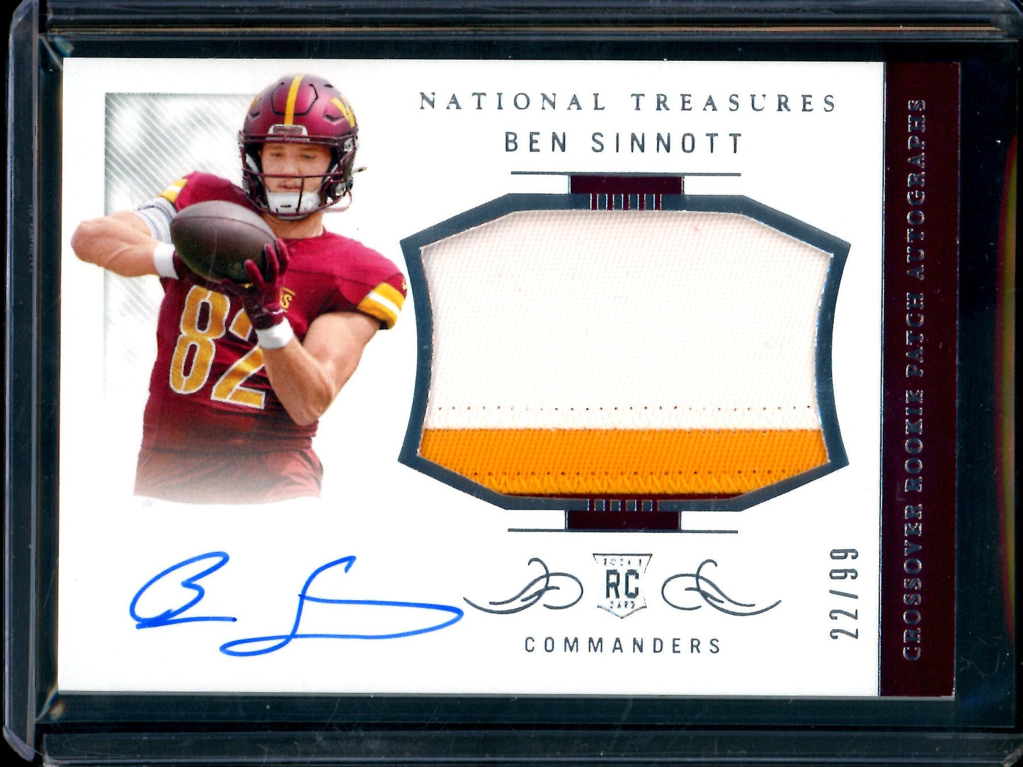 2024 Panini National Treasures Ben Sinnott Crossover Rookie Patch Autograph /99 Commanders