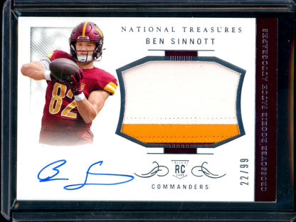 2024 Panini National Treasures Ben Sinnott Crossover Rookie Patch Autograph /99 Commanders