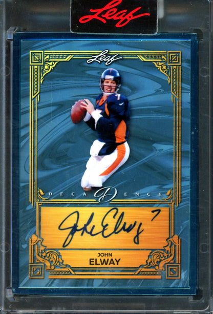 2026 Leaf Decadence John Elway Blue Autograph Encased /10 Broncos