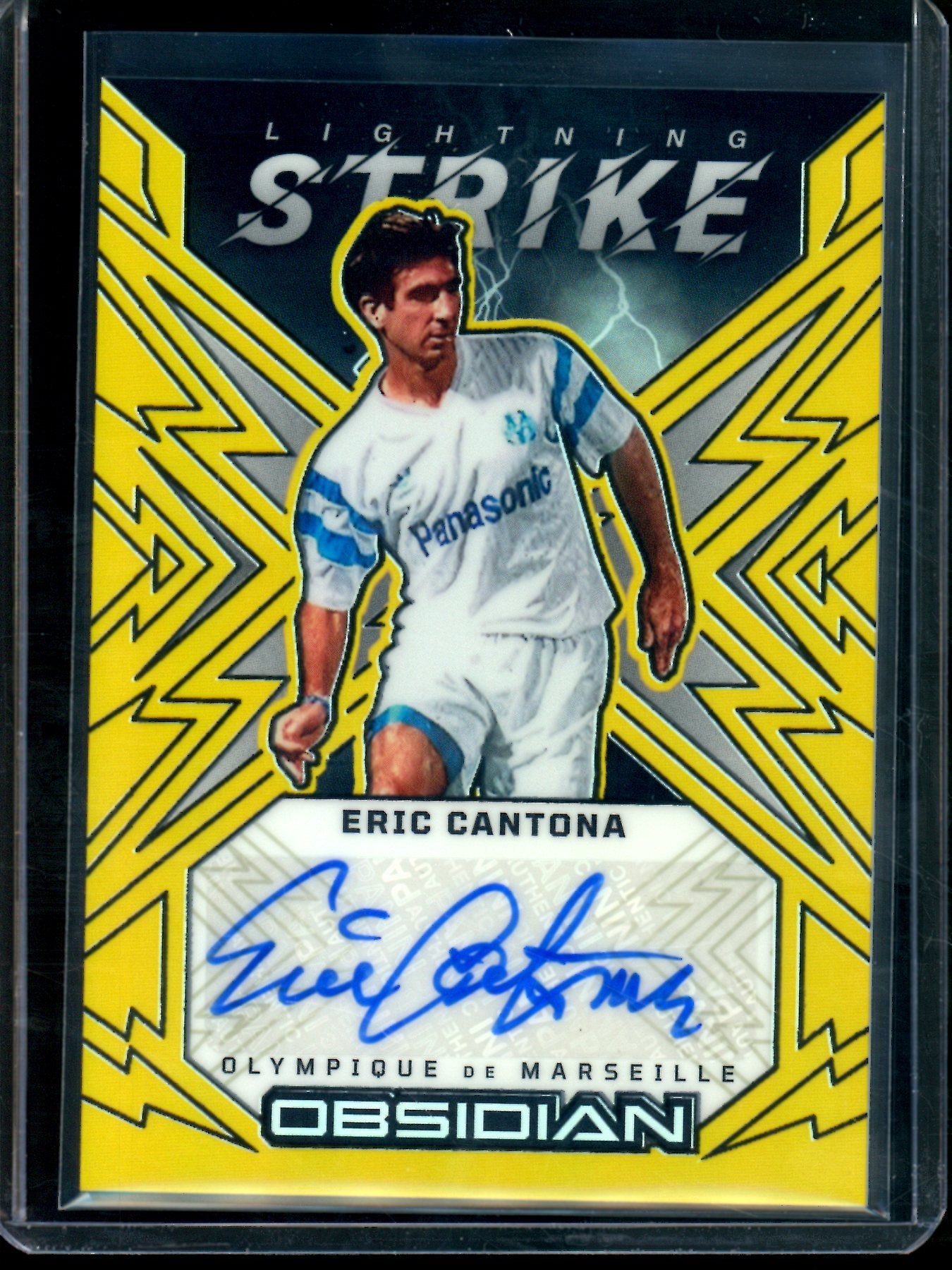 2026 Panini Obsidian Eric Cantona Lightning Strike Gold Autograph /7 Olympique De Marseille