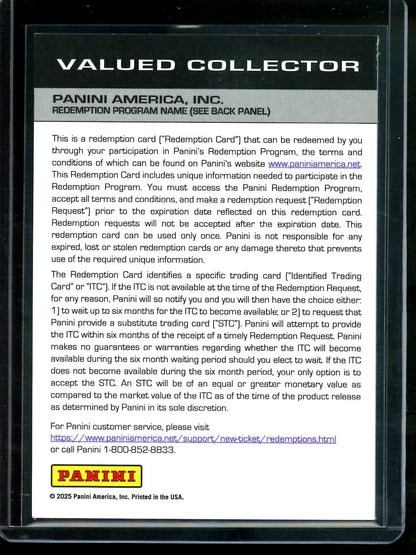 2025 Panini Prizm Damian Lillard Autograph Redemption Trailblazers