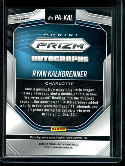 2026 Panini Prizm Ryan Kalkbrenner Hyper Rookie Autograph Hornets
