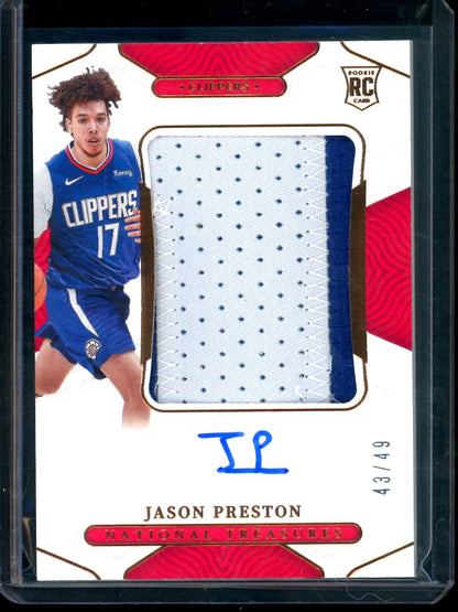 2021 Panini National Treasures Jason Preston Rookie Patch Autograph /49 Clippers