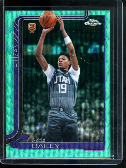 2026 Topps Chrome Update Ace Bailey Aqua Wave Rookie Refractor /199 Jazz