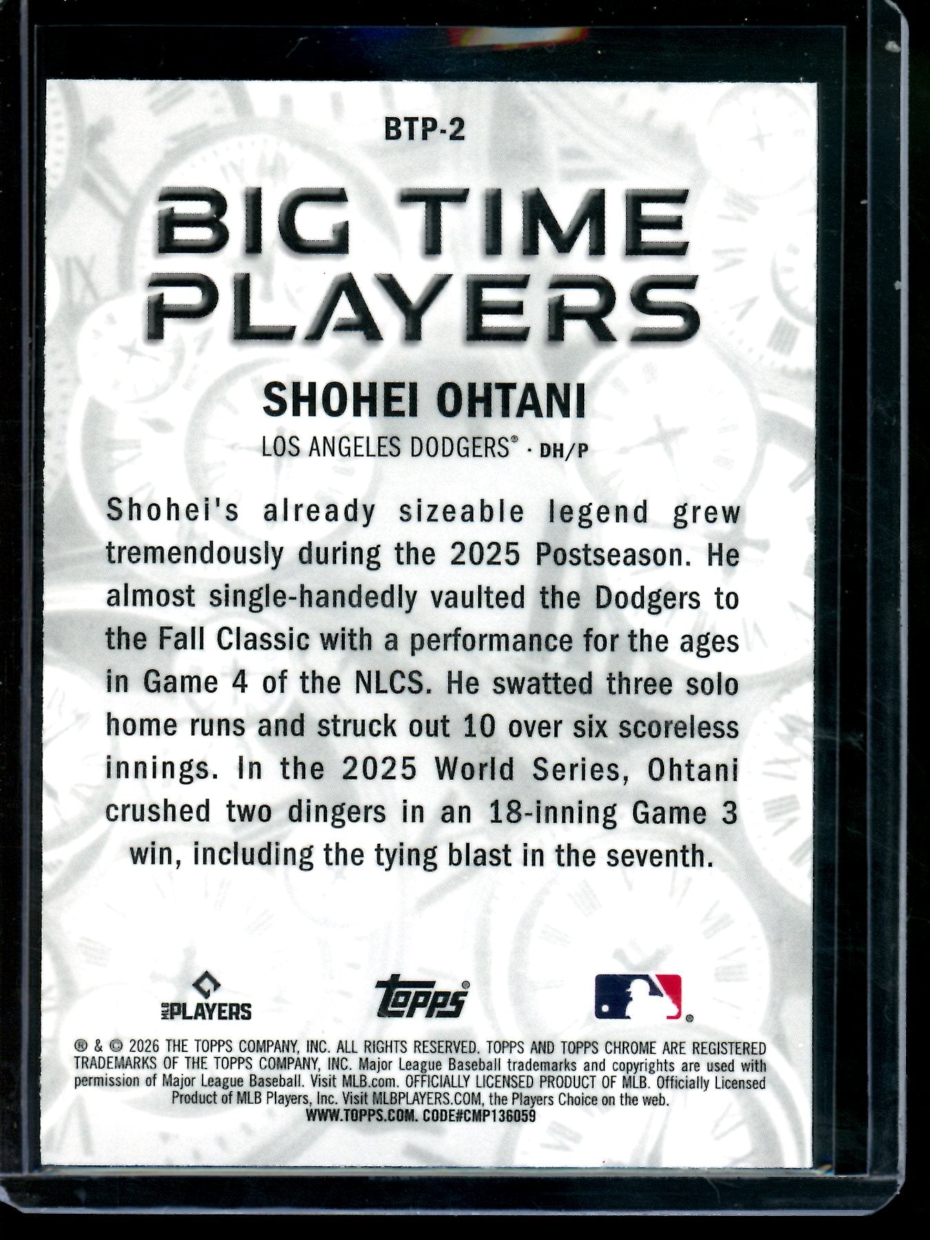 2026 Topps Chrome Shohei Ohtani Big Time Players Dodgers