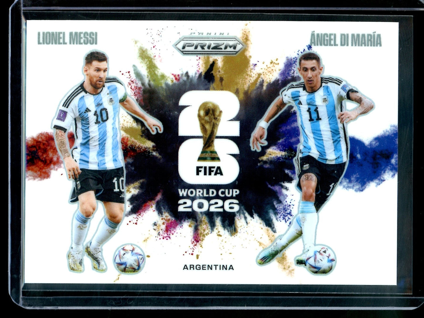2026 Panini Prizm World Cup Lionel Messi / Angel Di Maria Color Blast Case Hit Argentina