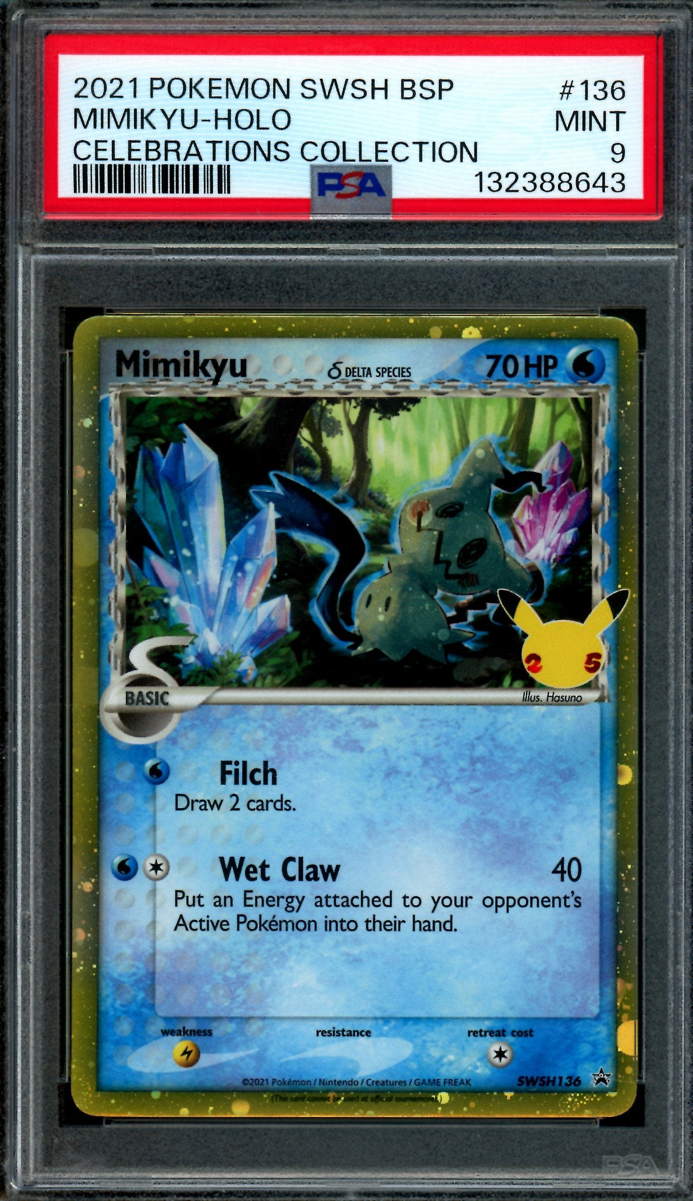 2021 Pokemon Celebrations Mimikyu SWSH136 Promo PSA 9