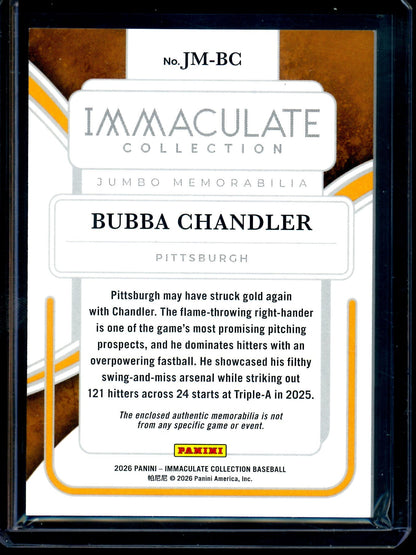 2026 Panini Immaculate Bubba Chandler Jumbo Memorabilia Rookie /25 Pirates