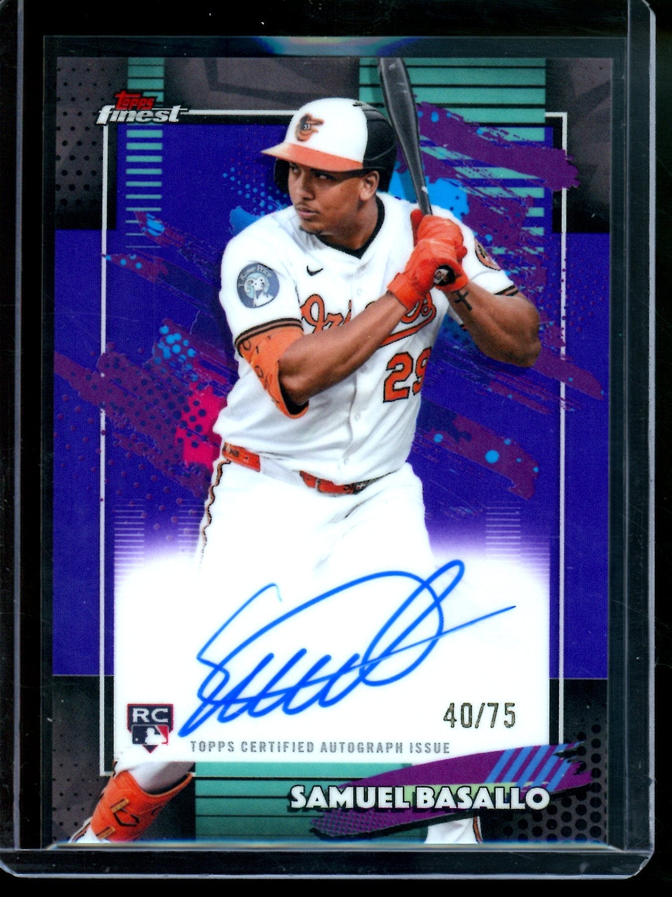 2026 Topps Finest Samuel Basallo Purple Rookie Autograph Refractor /75 Orioles