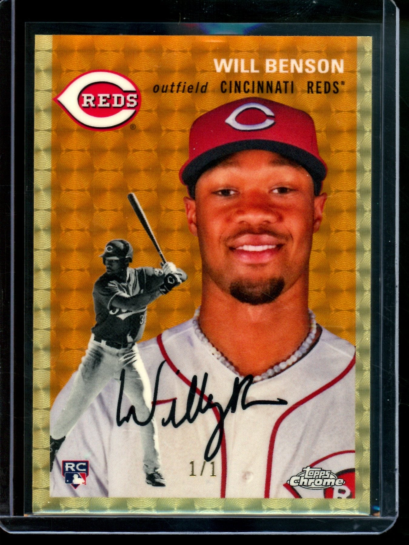 2023 Topps Platinum Anniversary Will Benson Rookie 1/1 Gold Vinyl Reds