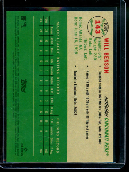 2023 Topps Platinum Anniversary Will Benson Rookie 1/1 Gold Vinyl Reds