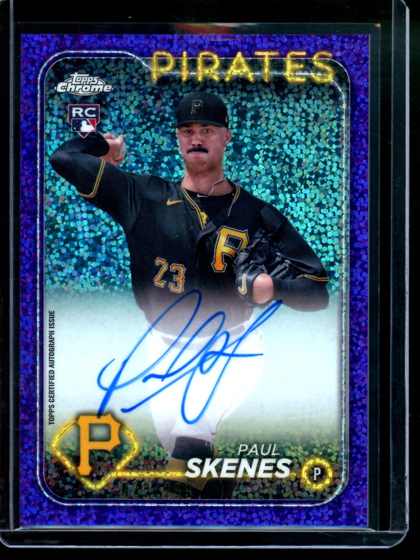 2024 Topps Chrome Paul Skenes Purple Speckle Rookie Autograph /299 Pirates