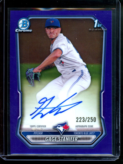 2026 Bowman Chrome Gage Stanifer 1st Purple Refractor Autograph /250 Blue Jays
