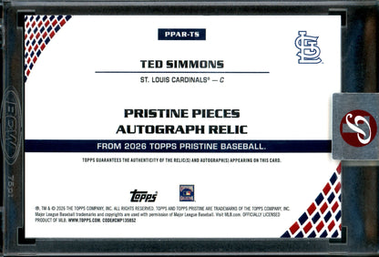 2026 Topps Pristine Ted Simmons Encased Relic Autograph Cardinals