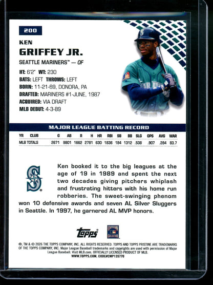 2026 Topps Pristine Ken Griffey Jr. Blue Refractor /75 Mariners