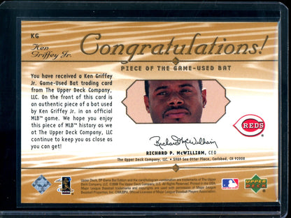 2000 Upper Deck SP Ken Griffey Jr. Piece of The Game Bat Relic Reds