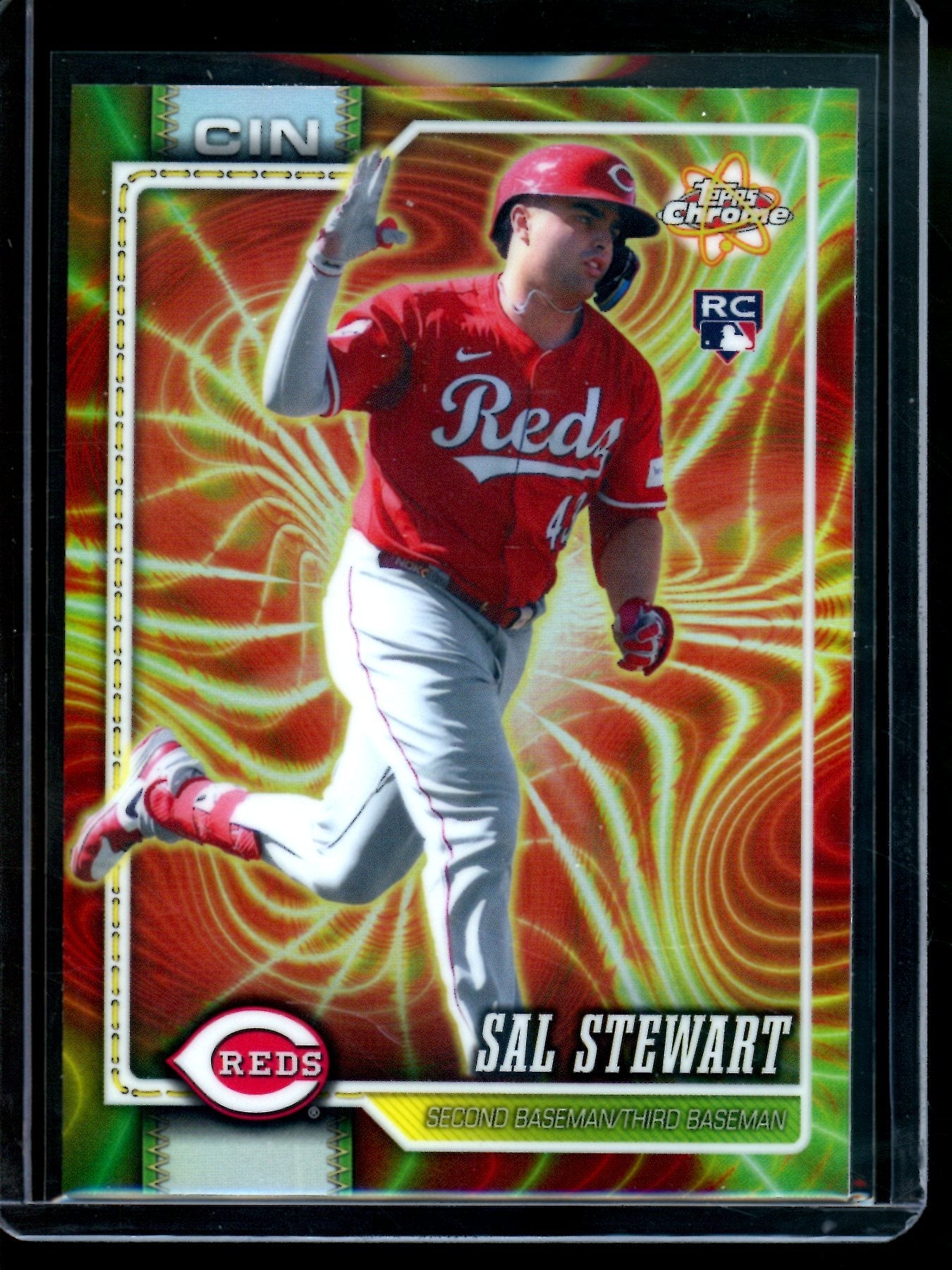 2026 Topps Chrome Sal Stewart Radiating Rookies SSP Reds