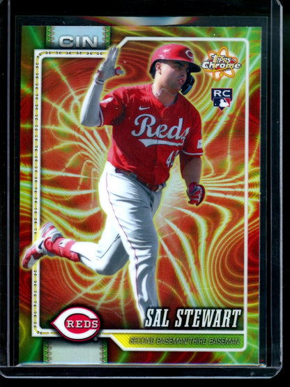 2026 Topps Chrome Sal Stewart Radiating Rookies SSP Reds