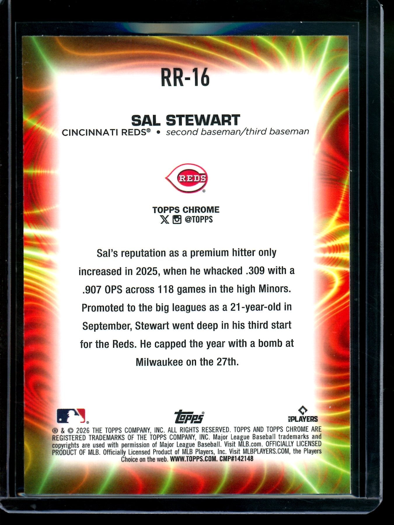 2026 Topps Chrome Sal Stewart Radiating Rookies SSP Reds