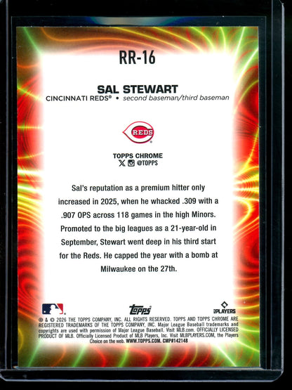 2026 Topps Chrome Sal Stewart Radiating Rookies SSP Reds