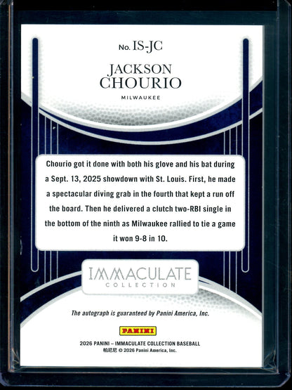 2026 Panini Immaculate Jackson Chourio Signatures /99 Brewers