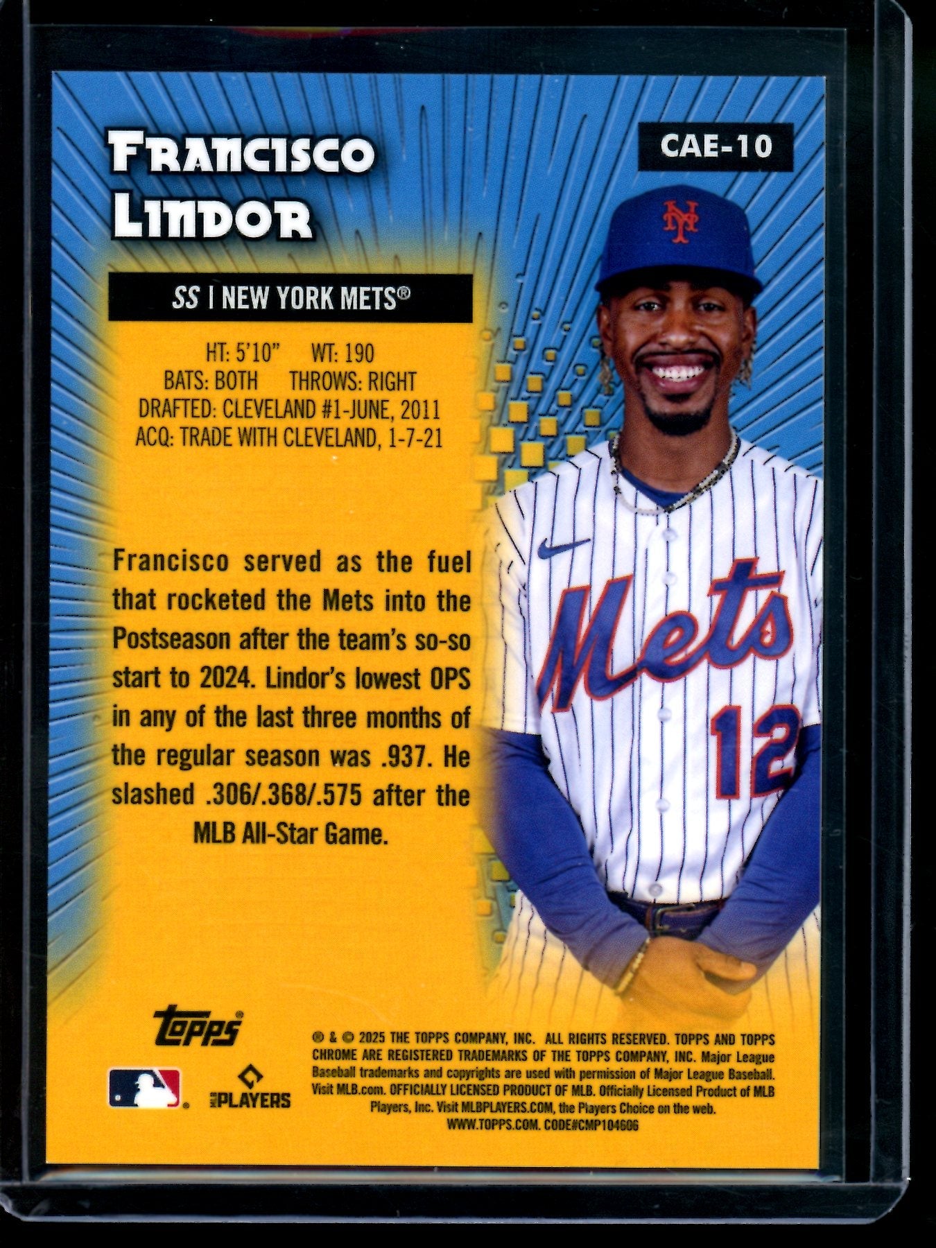 2025 Topps Chrome Francisco Lindor All-Etch Logofractor Gold /50 Mets