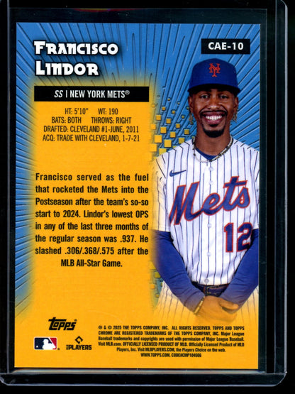2025 Topps Chrome Francisco Lindor All-Etch Logofractor Gold /50 Mets