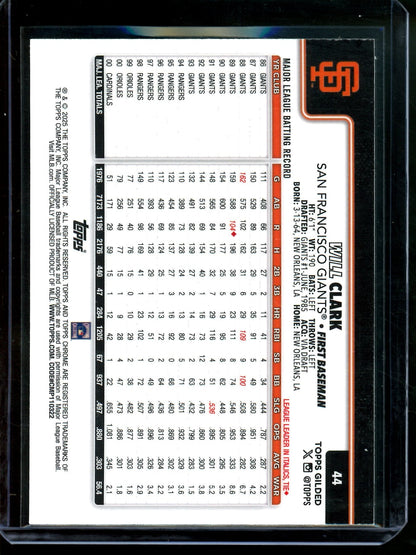 2025 Topps Gilded Chrome Will Clark Shimmer /75 Giants