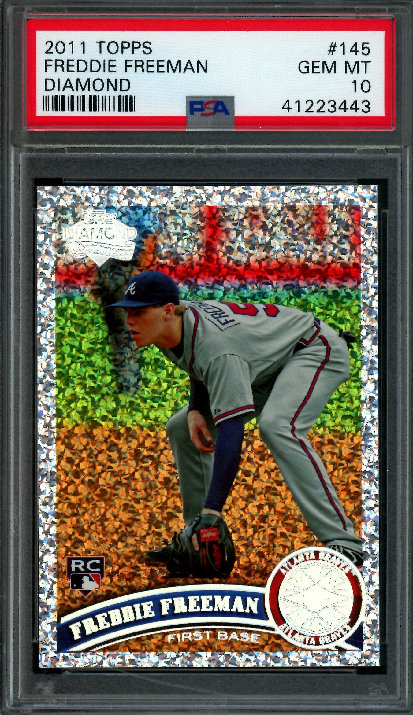 2011 Topps Flagship Freddie Freeman Diamond Foil Rookie #145 PSA 10 Braves