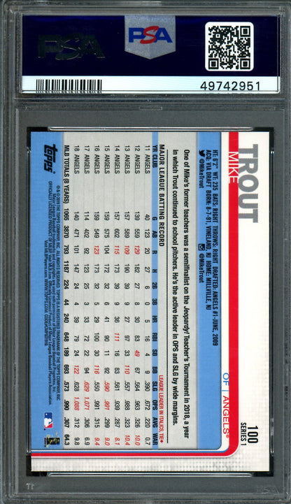 2019 Topps Flagship Mike Trout  Leaping #100 PSA 10 Angels