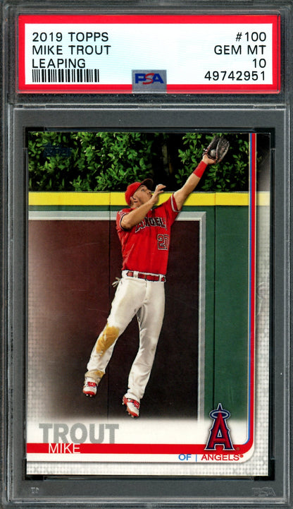2019 Topps Flagship Mike Trout  Leaping #100 PSA 10 Angels