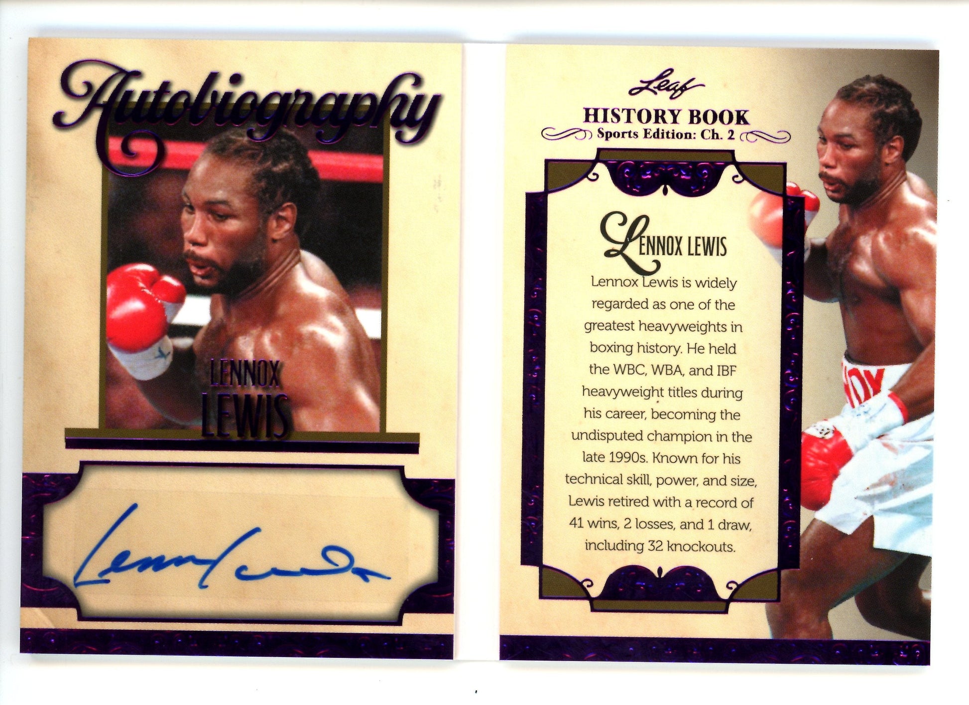 2025 Leaf Sports Edition Ch. 2 Lennox Lewis Autograph Booklet /8