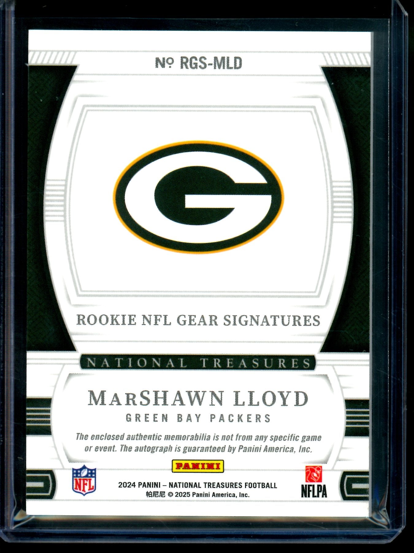 2024 Panini National Treasures MarShawn Lloyd Rookie Gear Signatures /99 Packers