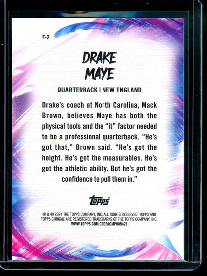 2024 Topps Chrome Drake Maye Yellow Finesse Rookie /75 Patriots