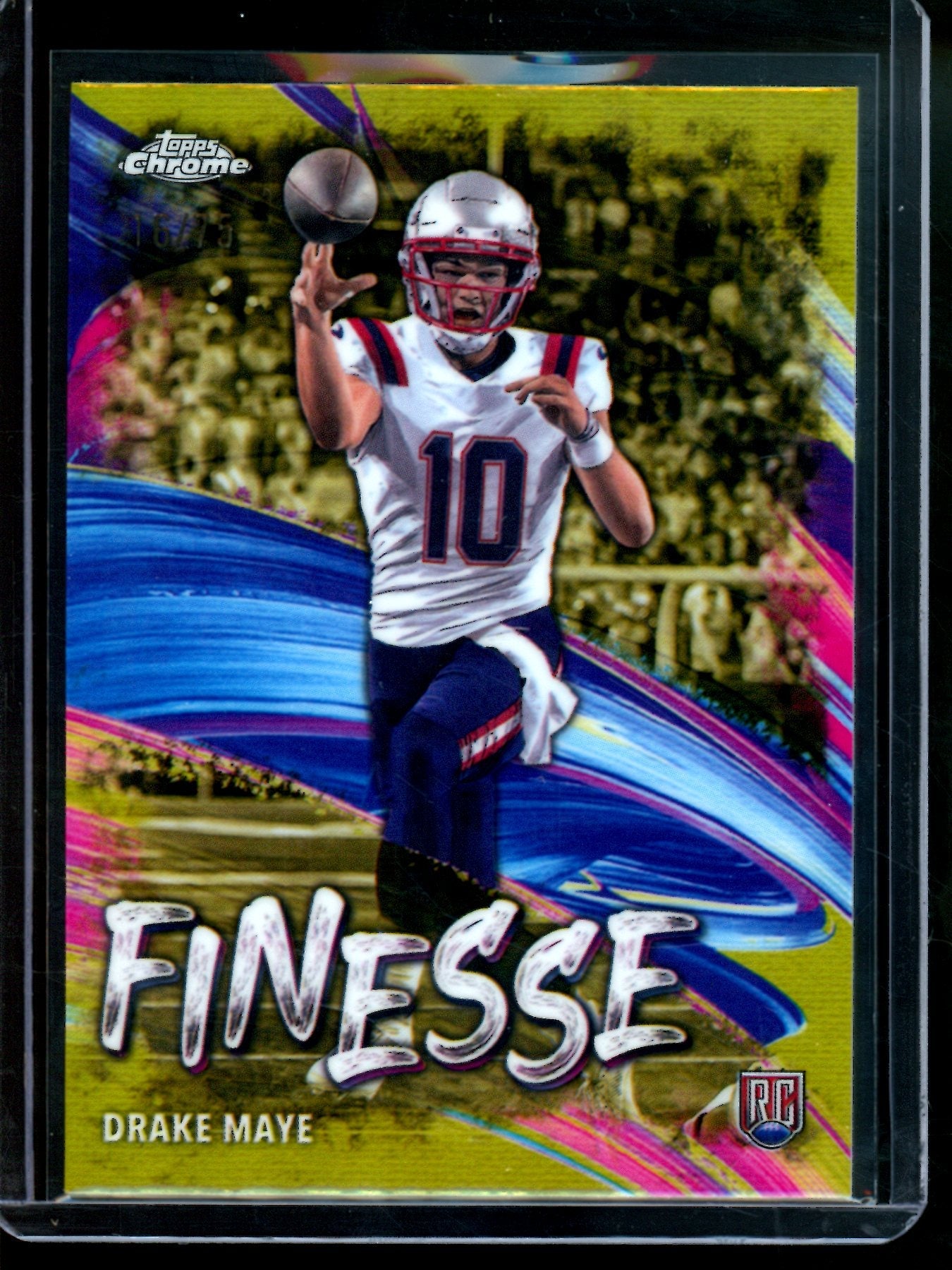 2024 Topps Chrome Drake Maye Yellow Finesse Rookie /75 Patriots