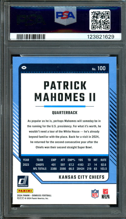 2024 Panini Donruss Patrick Mahomes II #100 PSA 10 Chiefs