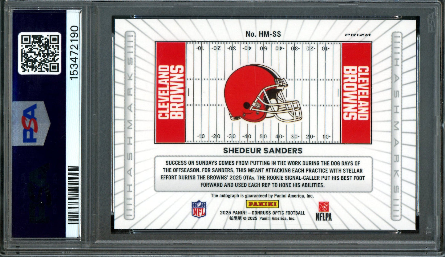 2025 Panini Optic Shedeur Sanders Hash Marks Rookie Autograph Silver PSA 9 Browns