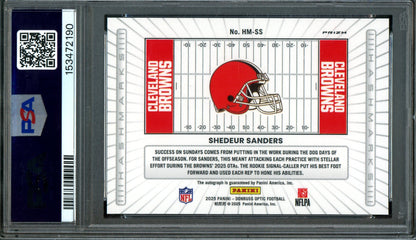 2025 Panini Optic Shedeur Sanders Hash Marks Rookie Autograph Silver PSA 9 Browns